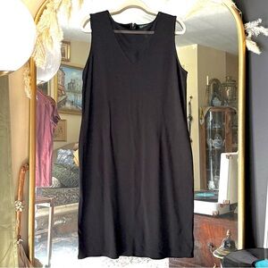 Lauren Ralph Lauren Black Midi Dress with Mesh V Neck Detail